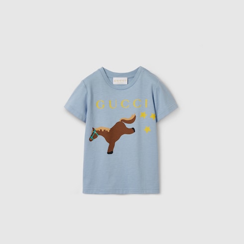 Baby cotton T-shirt with print - light blue