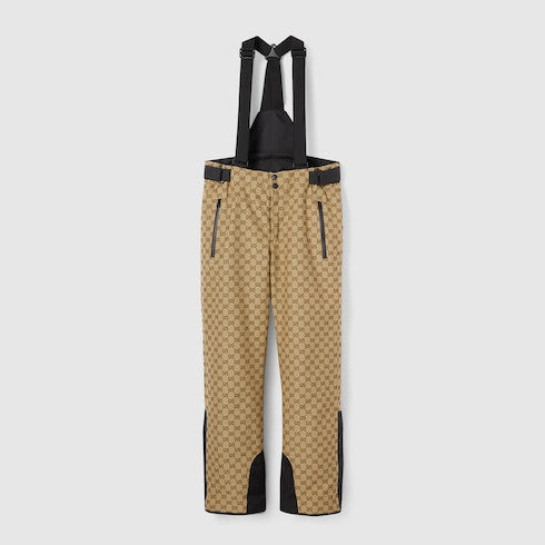 GG technical fabric jacquard pants - beige and dark brown