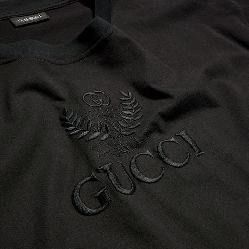 Cotton jersey T-shirt with embroidery - black