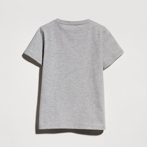 Children's cotton T-shirt with print - light grey mélange