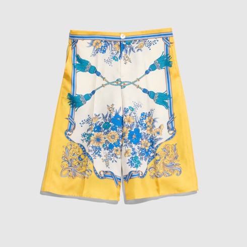 Printed silk twill pants - multicolor
