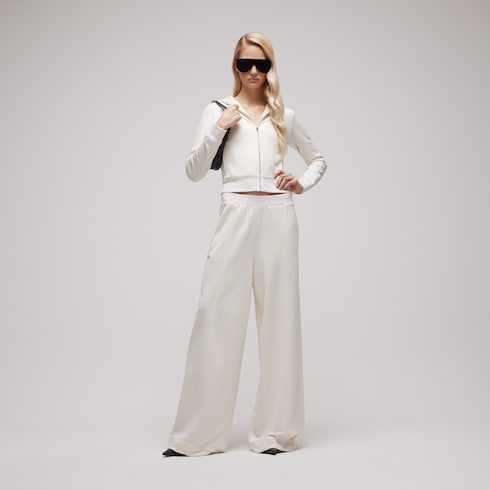 Cotton silk jersey leisure pants - white