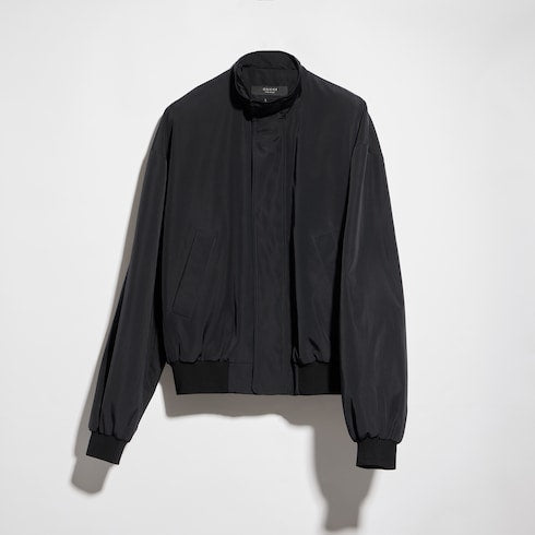 Light cotton acetate faille zip jacket - black