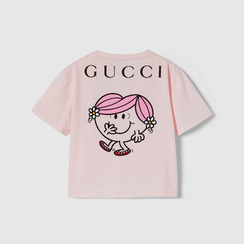 Children's cotton T-shirt with print - pale pink