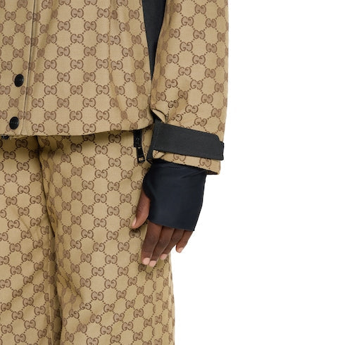 GG technical fabric jacquard jacket - beige and dark brown