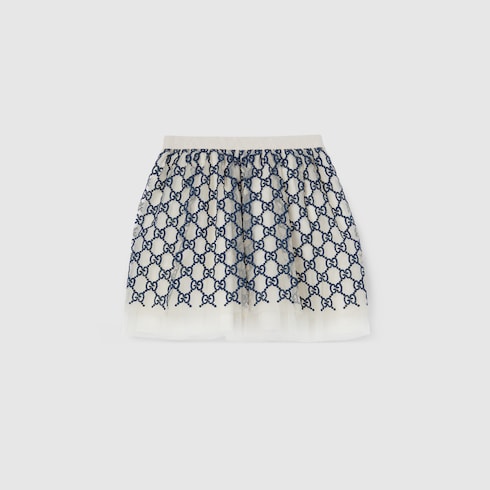 Baby embroidered GG nylon skirt - navy and off white