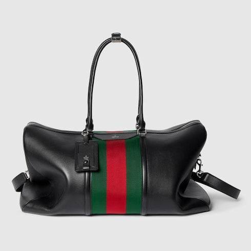 Mega Web Trademark large duffle bag - black leather