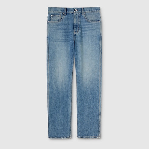 Slim fit cotton denim pant - light blue