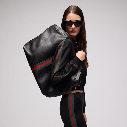 Gucci Giglio large tote bag - black GG leather