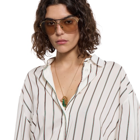 Web silk jacquard shirt - white
