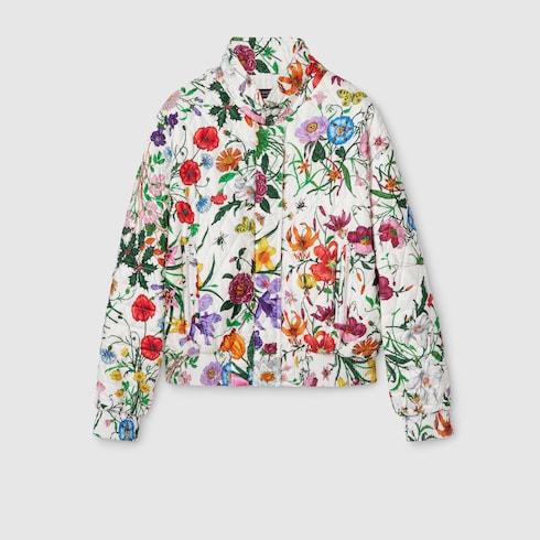 Printed quilted twill jacket - multicolor