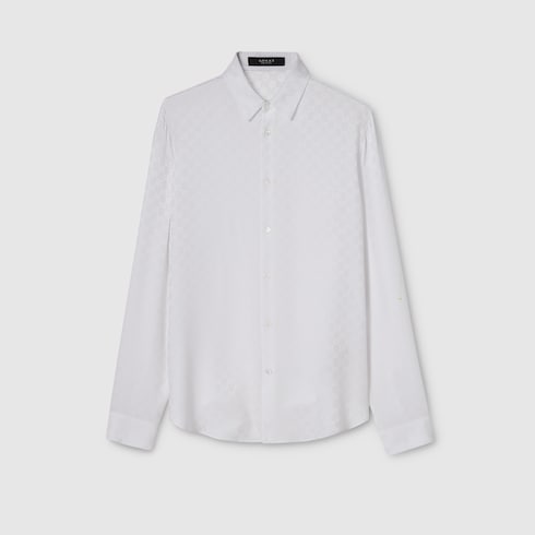 GG silk jacquard shirt - white