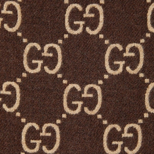 GG wool jacquard cape - brown and beige