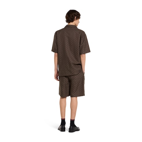 GG canvas linen blend shorts - brown