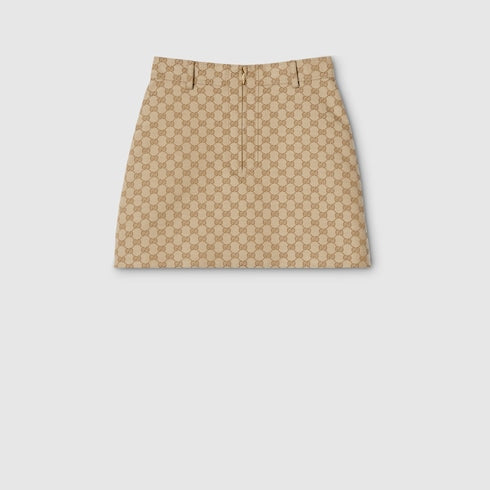 GG cotton canvas jacquard fabric skirt - sand