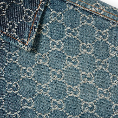 GG cotton denim jacquard shirt - blue