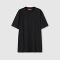 Cotton jersey T-shirt with embroidery - black