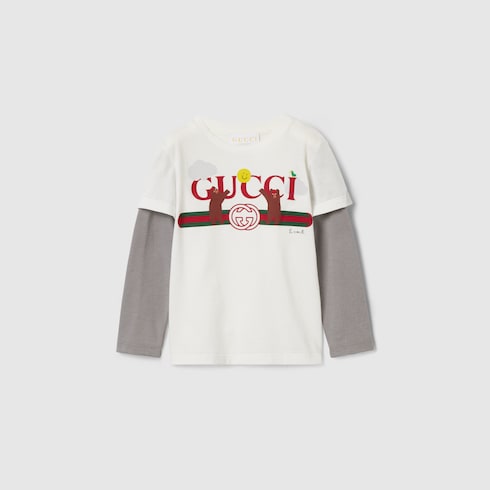 Baby cotton T-shirt - white and light grey
