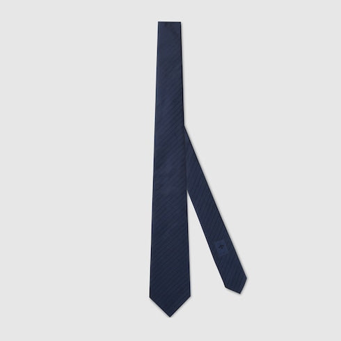 Interlocking G silk jacquard tie - dark blue
