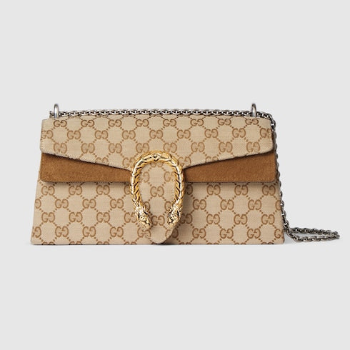 Dionysus medium shoulder bag - sand and brown GG canvas
