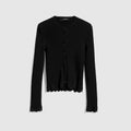 Fine matte viscose rib cardigan - black