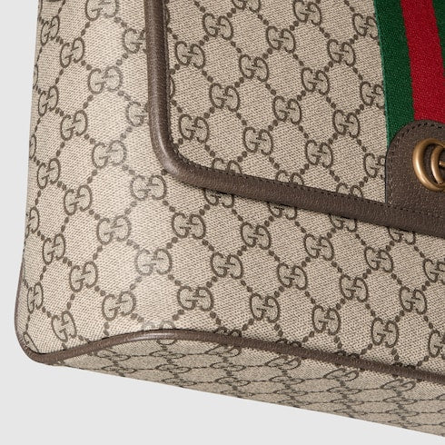 Ophidia medium messenger bag - beige and dark brown fabric