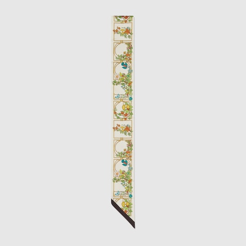 Printed silk twill ribbon - ivory