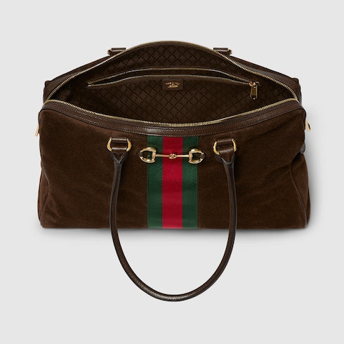 Borsetto large boston bag - dark brown suede