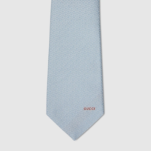 Gucci Horsebit silk jacquard tie - light blue