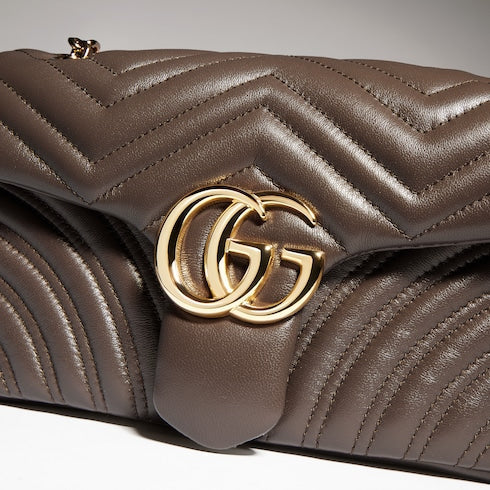 GG Marmont medium shoulder bag - dark taupe leather