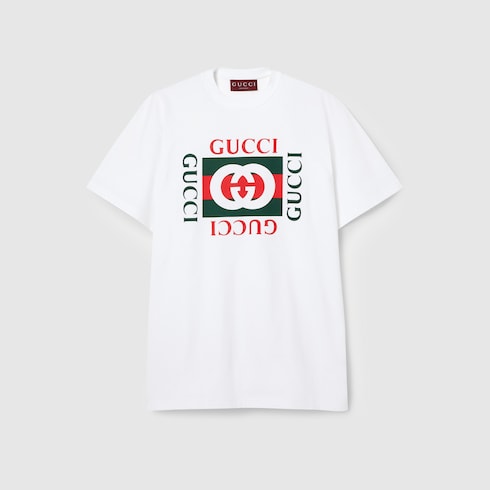 Printed cotton jersey T-shirt - white