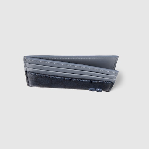 Dusty blue trim GG card case - dark blue GG Supreme