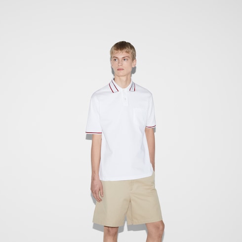 Cotton piquet polo shirt - white