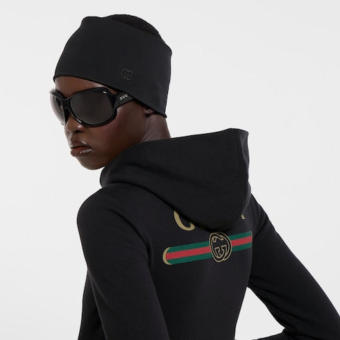 Cotton jersey and cashmere zip jacket - black