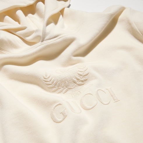 Cashmere jersey sweatshirt with embroidery - white