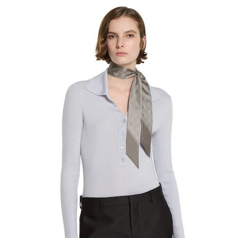 Printed silk ribbon - light grey