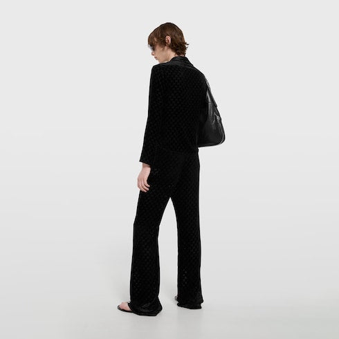 Stretch GG velvet devoré shirt - black