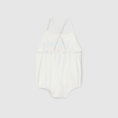 Baby jersey swimsuit with print - white