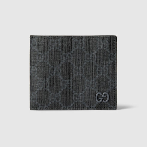 Grey interior GG bi-fold wallet - black GG Supreme