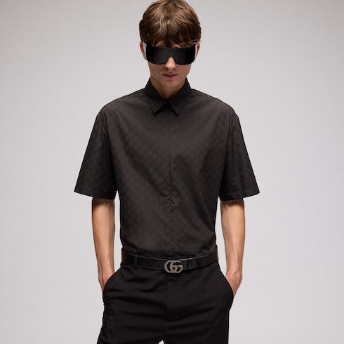 GG cotton poplin zip shirt - dark grey