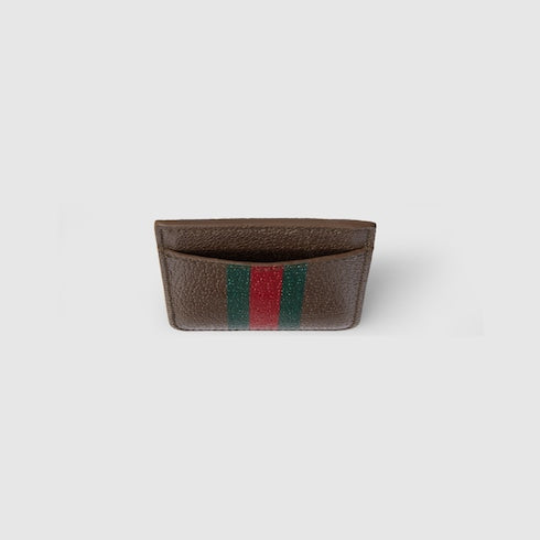Ophidia magnetic card case - brown leather