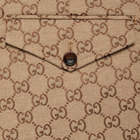 GG canvas jogging pant - camel and ebony