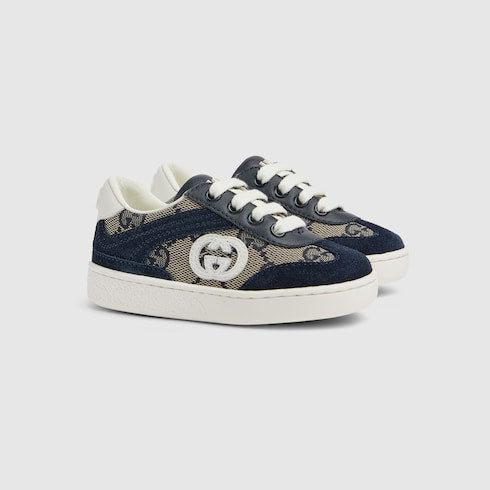 Toddler G74 sneaker - beige and blue GG canvas