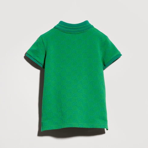 Baby GG cotton polo shirt - green and dark green