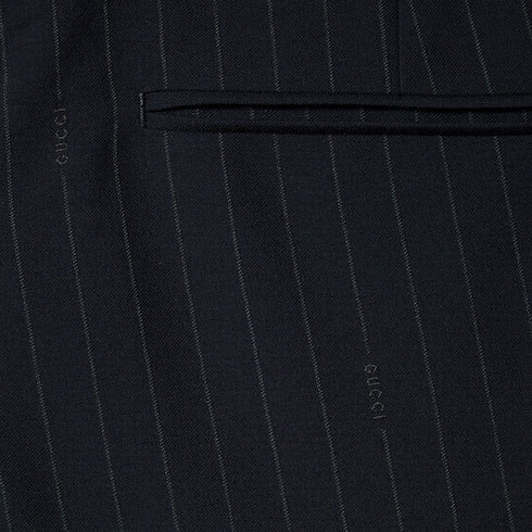 Pinstripe wool pant - dark blue and grey