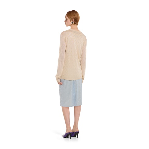 Fine silk cardigan with GG crystals - light pink