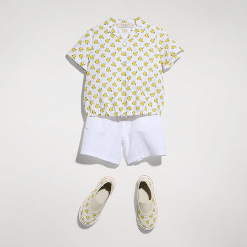 Children's cotton shirt with print - white