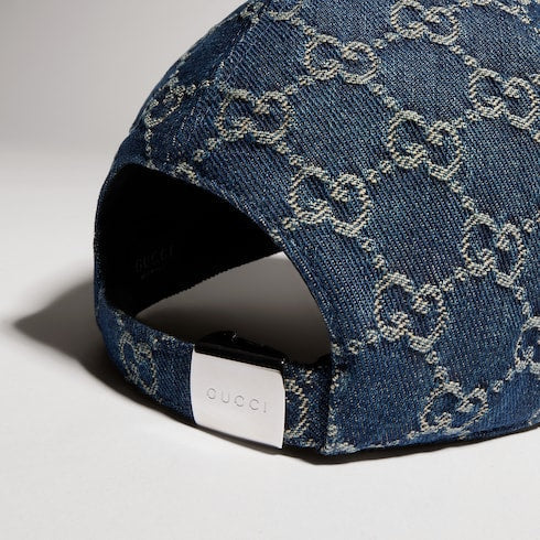 GG cotton denim baseball hat - blue