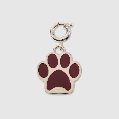 Paw-shaped charm - brass and Rosso Ancora red enamel