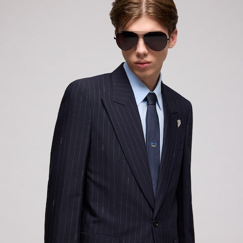 Silk jacquard tie - dark blue